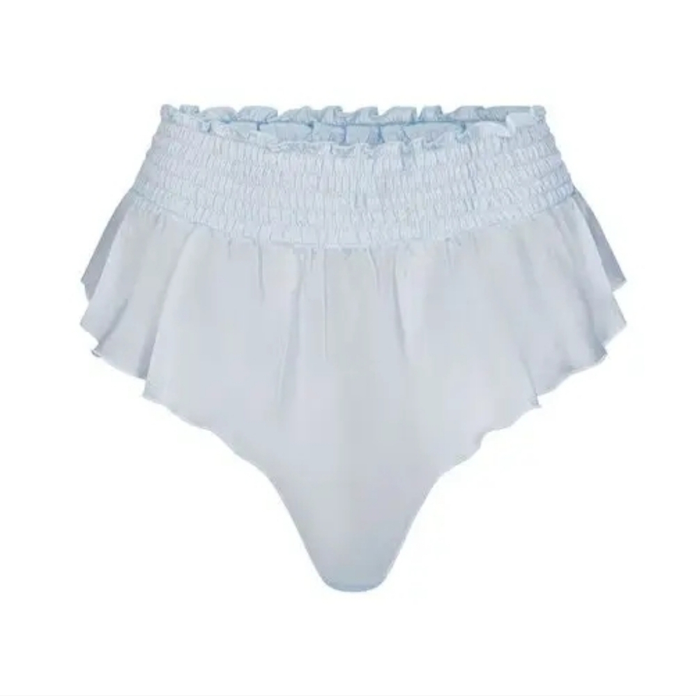 NWT‎ Skims Romance Smocked Flutter Thong Celeste Size 2 X